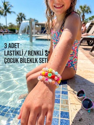 TRENDHAZAN 3 'lü Avantajlı Paket Lastikli Renkli Kız Çocuk Bileklik Seti