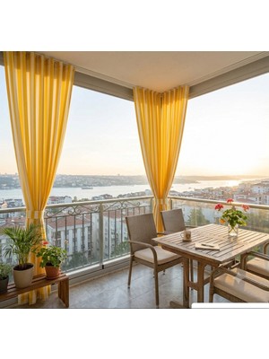 EGE'NIN ATÖLYESİ HOME TEXTİLE SİNCE 1999 Branda Perde, Balkon Perdesi, Bağcıklı, Kalın Kumaş, Yağmur Geçirmez