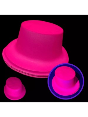 Elitse Neon Partisi Pembe Renk Plastik Fötr Şapka