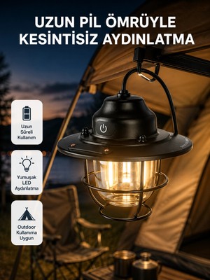 Tios Shop Krm Outdoor Retro Kamp Işığı Uzun Ömürlü Pil Taşınabilir Suya Dayanıklı Krm