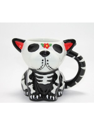 Elitse Day Of The Dead Köpek Figürlü 3D Kabartmalı Porselen Kupa ALK4896