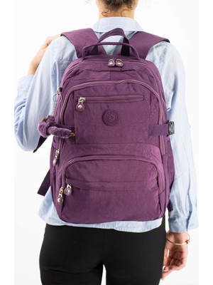 571 Collections Çanta Ultra Hafif Çok Cepli Orta Boy Sırt Çantası Mor Model: (571-3R)