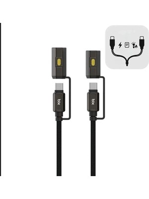 Elitse LED Fener ve Alevsiz Çakmak Fonksiyonlu Type-C Şarj ve Data Kablosu 120 cm Siyah
