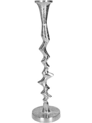 Porland Zigzag Gümüş Rengi Şamdan 35CM