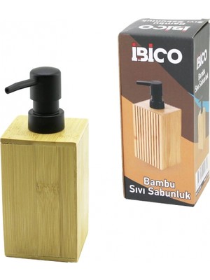 Hace Bazaar Kare Ahşap Bambu Sıvı Sabunluk Siyah Plastik Pompa Çap: 7cm - Y: 11.5cm (4887)