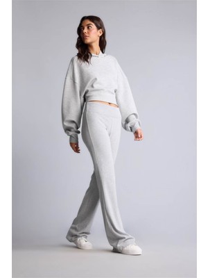 Defacto Flare Fit Ribana Gri Kadın Pantolon E0628AX/GR210