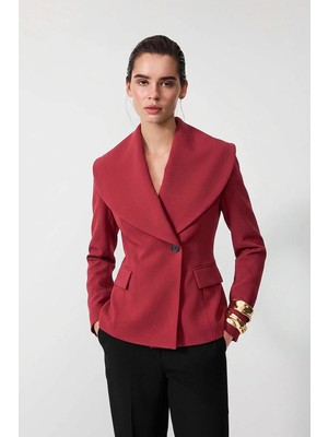 Vatkalı Şal Yaka Kruvaze Blazer Ceket