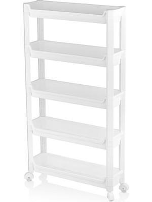 Go İthalat Rafty 5 Katlı Tekerlekli Sepet Organizer Düzenleyici Raf Ünitesi 465X145X850MM (5297)