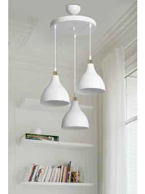 Hero Ag Lightdesign 3'lü Asma Beyaz Sarkıt Avize Yatak Odası Salon Mutfak Koridor Lamba 17 AGNM25
