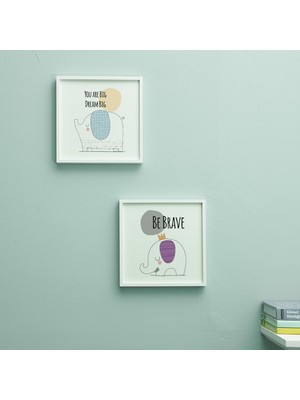 Hediyesepeti Minimal Fil Tasarımlı Bebek Odası Çerçeve – 20X20 cm | Modern, Sevimli Duvar Dekoru