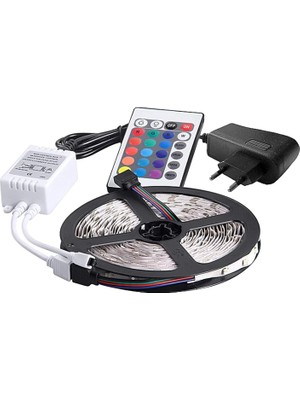 Ucuzluk Evi Ucuzlukevi 5 Metre Rgb Şerit LED Seti-Iç ve Dış Mekan Silikonlu-Tak Çalıştır