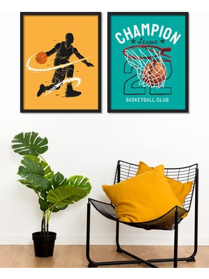 Hero Basketbol Çerçeveli Poster Set 30X40 cm