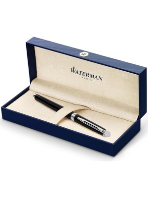 Waterman Hemisphere Lake Siyah Krom Tasarımlı Roller Kalem, Ince Uç, Siyah Mürekkep