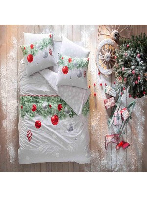 Taç Snowflake DESENLI%100 Pamuk Nevresim Takımı, Yeşil, Çift Kişilik