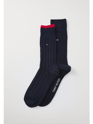 Tommy Hilfiger Tommy Hılfıger Unisex Marka Logolu Günlük Kullanıma Uygun Mavi Çorap S701236317 002
