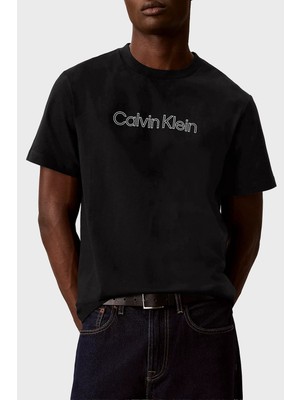 Calvin Klein Calvın Kleın Erkek Marka Logolu Günlük Kullanıma Uygun Siyah T-Shirt LV04LG812G Ub1