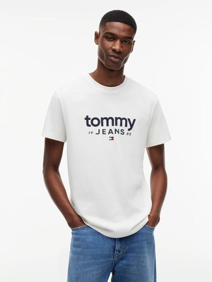 Tommy Hilfiger Tommy Hılfıger Erkek Marka Logolu Günlük Kullanıma Uygun Bbeyazz T-Shirt DM0DM23376 Ybh
