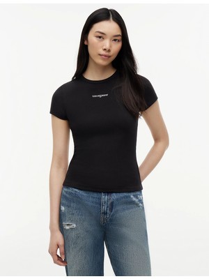 Tommy Hilfiger Tommy Hılfıger Kadın Marka Logolu Günlük Kullanıma Uygun Siyah T-Shirt DW0DW22809 Bds