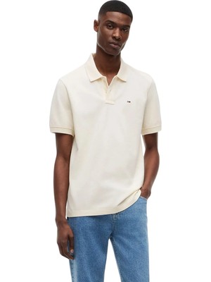 Tommy Hilfiger Tommy Hılfıger Erkek Marka Logolu Günlük Kullanıma Uygun Krem Polo Yaka T-Shirt DM0DM22711 Aef
