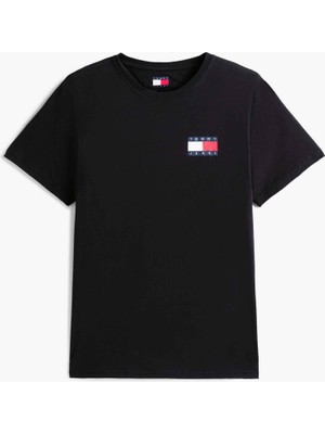 Tommy Hilfiger Tommy Hılfıger Erkek Marka Logolu Pamuklu Günlük Kullanıma Uygun Siyah T-Shirt DM0DM20740 Bds