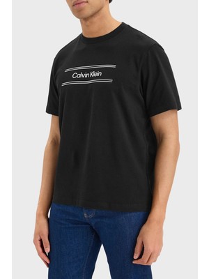 Calvin Klein Calvın Kleın Erkek Marka Logolu Günlük Kullanıma Uygun Siyah T-Shirt LV04LG813G Ub1