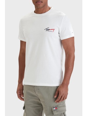 Tommy Hilfiger Tommy Hılfıger Erkek Marka Logolu Günlük Kullanıma Uygun Bbeyazz T-Shirt DM0DM22538 Ybh