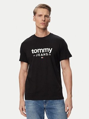 Tommy Hilfiger Tommy Hılfıger Erkek Marka Logolu Günlük Kullanıma Uygun Siyah T-Shirt DM0DM23376 Bds