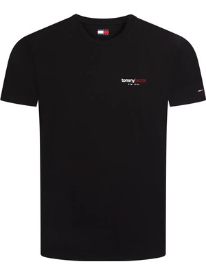 Tommy Hilfiger Tommy Hılfıger Erkek Marka Logolu Günlük Kullanıma Uygun Siyah T-Shirt DM0DM23375 Bds