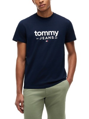 Tommy Hilfiger Tommy Hılfıger Erkek Marka Logolu Günlük Kullanıma Uygun Lacivert T-Shirt DM0DM23376 C1G
