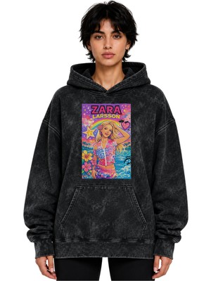 Sevbano Zarıa Larsson Şarkıcı Baskılı Unisex Oversize Yıkamalı Hoodie Sweatshirt