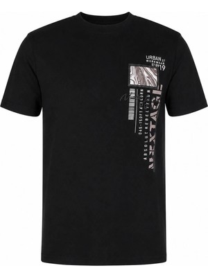 Trender Baskılı Siyah Erkek T-Shirt 26ETSH20014