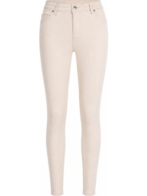 Double Slim Skinny Krem Kadın Jean Pantolon 3529