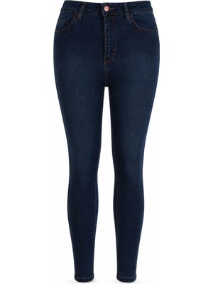 Double Slim Skinny Koyu Mavi Kadın Jean Pantolon 3529
