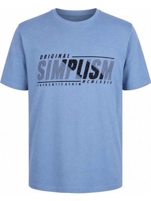 Trender Simplism Baskı Süpreme Mavi Erkek T-Shirt 226-15