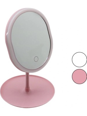 Renas Store Yuvarlak- Düz Kenar 7 Inç Ledli - USB Şarjlı Makyaj Aynası 90°takılıklı Ayakr.pls 17.5cm (5047)