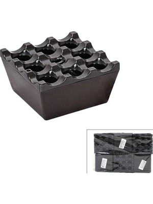 Nevamel® Izgaralı Kare Küllük - Bakalit Plastik - Siyah