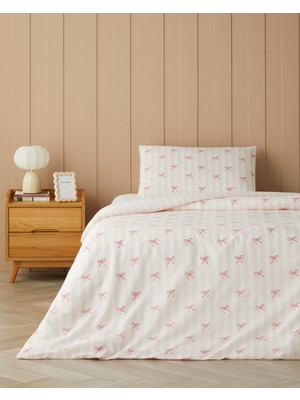 English Home Ribbon Glow Kolay Ütülenir Tek Kişilik Nevresim Seti 160X220 cm Pembe