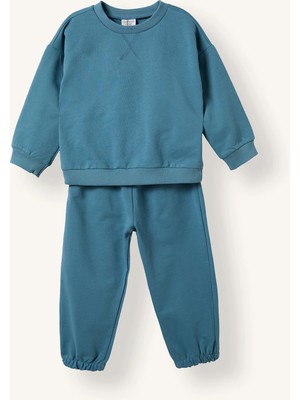 DeFacto %100 Pamuk Uzun Kollu Sweatshirt Elastik Belli Eşofman Altlı 2'li Takım Erkek Bebek H5617A526AU