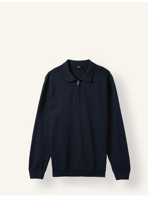 DeFacto Standart Fit Yarım Fermuarlı Polo Yaka Triko Basic Kazak H7595AX26AU
