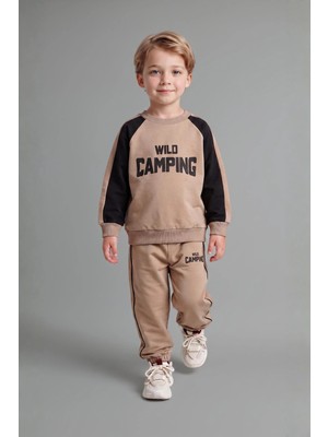 DeFacto %100 Pamuk Baskılı Sweatshirt Üst Elastik Bel Alt 2'li Takım Erkek Bebek I0274A526AU