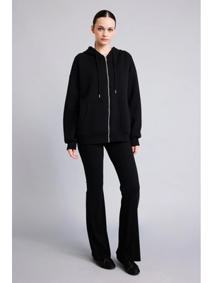 DeFacto Oversize Kapüşonlu Kalın Sweatshirt Kumaşı Hırka I2413AX26AU