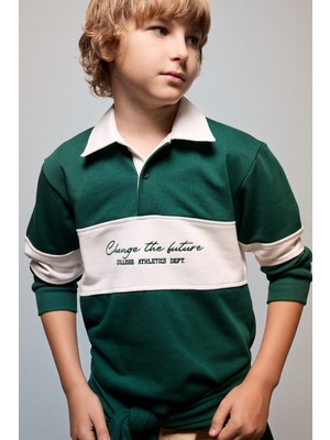 DeFacto Oversize Gömlek Yaka Renk Bloklu Baskılı Sweatshirt Erkek Çocuk H9808A826AU