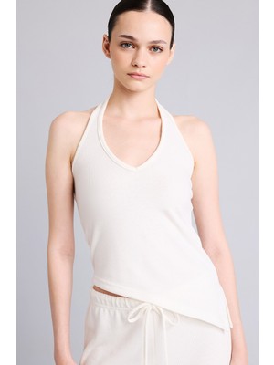 DeFacto Fitted Asimetrik Kesim Halter Yaka Jakarlı Basic Atlet I3712AX26HS