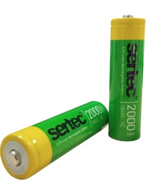 Renas Store Sertec 18650 3.7V 2000 Mah 1c Li-Ion Şarjlı Pil Başlı