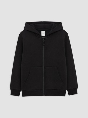 LC Waikiki Kapüşonlu Kalın Erkek Çocuk Fermuarlı Sweatshirt  (W6)
