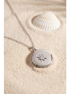 Inure Jewelry 316L Çelik Zincir Gümüş Renk Açılabilir Madalyon Kolye