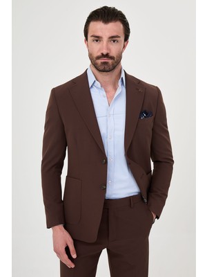 MCR Düz Slim Fit Mono Yaka Punto Dikişli Torba Cepli Erkek Takım Elbise