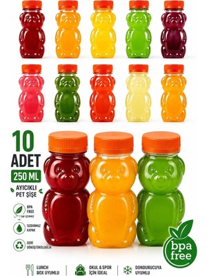 Ezupack Ayıcık Pet Şişe Okul Piknik Meyve Suyu Smoothie Detoks Ginger Şeffaf Plastik Boş Içecek Sızdırmaz