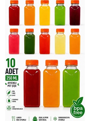 Ezupack Köşeli Zemzem Okul Piknik Meyve Suyu Smoothie Detoks Ginger Plastik Boş Pet Içecek Şişe Sızdırmaz