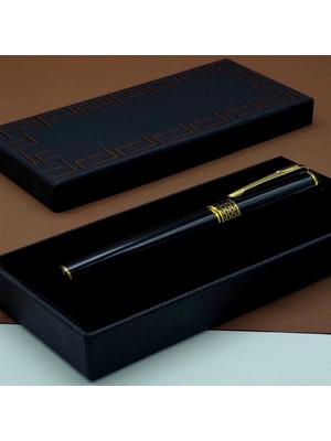 Hace Bazaar Gold Işlemeli Siyah Metal Roller Kalem